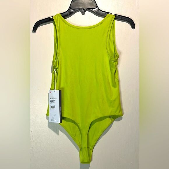 Lululemon- NWT Wundermost Sleeveless Square Neck Thong Bodysuit Lichen Lime- S - Picture 4 of 10